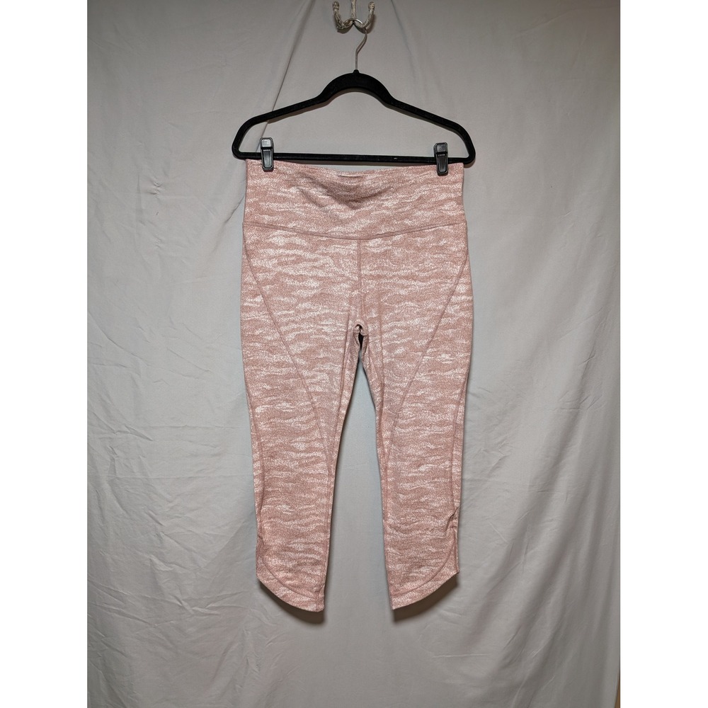 Xersion Pink Print Stretch High Rise Crop Leggings 7/8‎ Ankle Women's Large